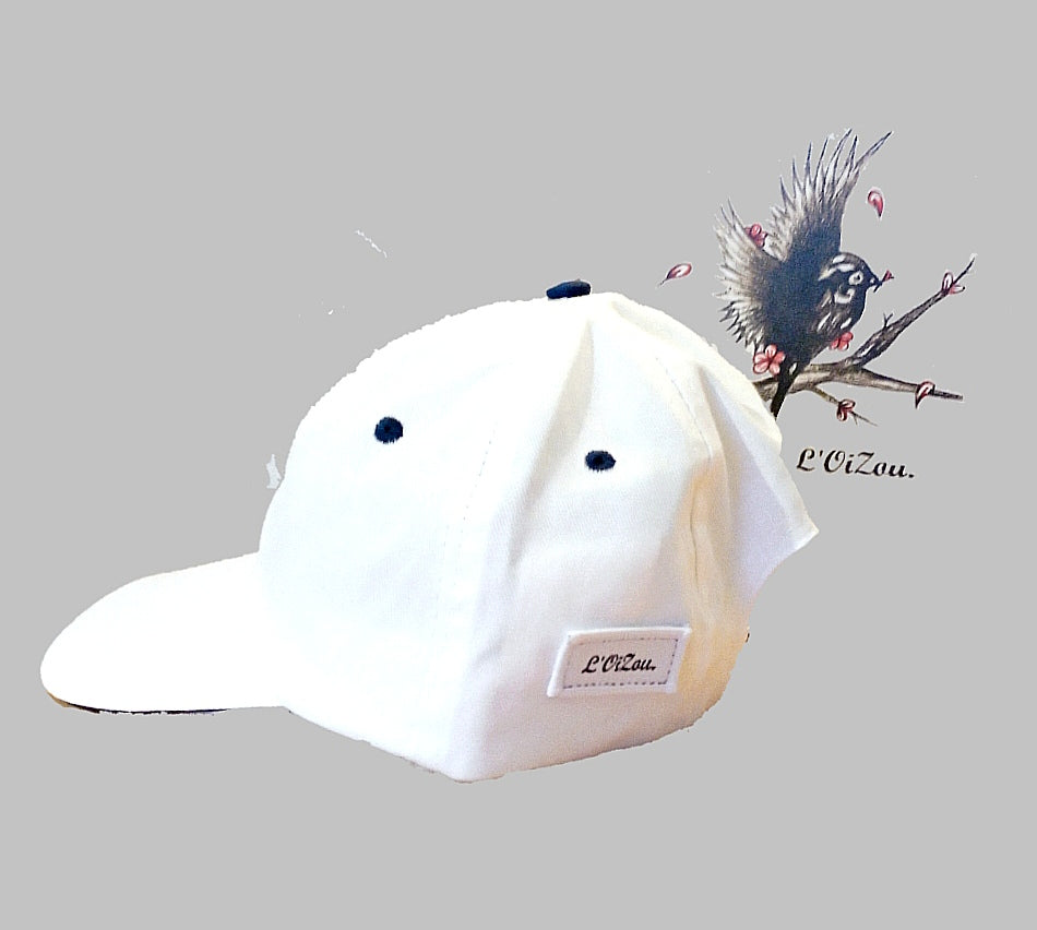 Casquette L'Oizou, blanche et bleu, Taille unique. Collection L1