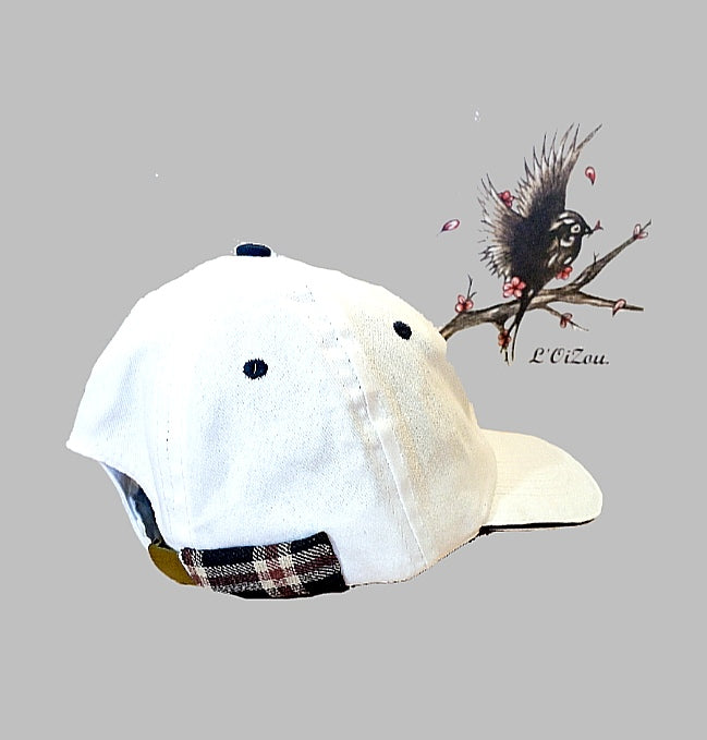 Casquette L'Oizou, blanche et bleu, Taille unique. Collection L1