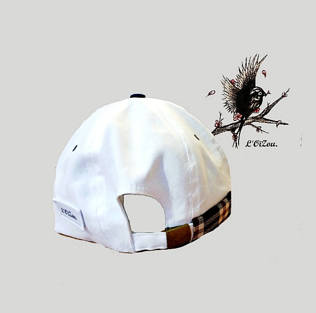 Casquette L'Oizou, blanche et bleu, Taille unique. Collection L1